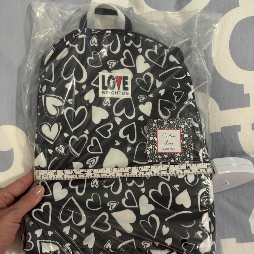 Brighton Endless Love Black and White Heart Backpack, NWT